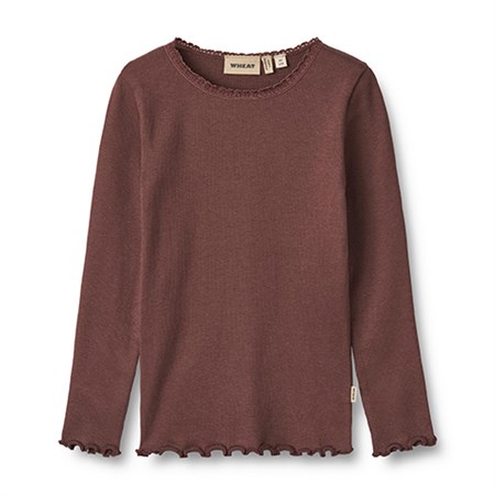 Wheat - Rib T-Shirt Reese LS, Eggplant