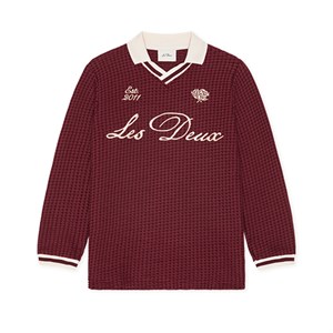 LES DEUX - Waffle Football Jersey Kids LS, Chocolate Truffle Red