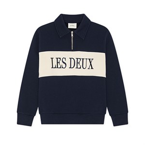 LES DEUX - Zipper Rugby Sweatshirt, Dark Navy Blue