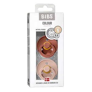 BIBS - Bibs Colour 2 pak - Str. 1 (0-6 MDR), Woodchuck/Blush