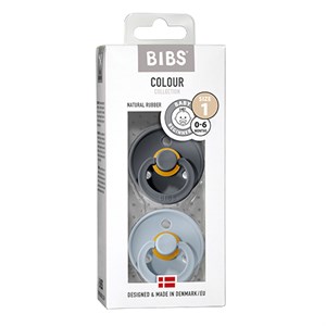 BIBS - Bibs Colour 2 pak - Str. 1 (0-6 MDR), Iron/Baby Blue