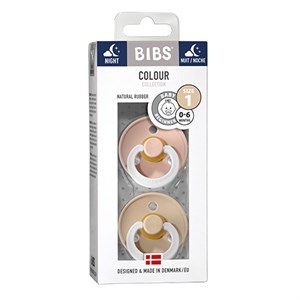 BIBS - Bibs Colour 2 pak - Str. 1 (0-6 MDR), Blush NIGHT/Vanilla NIGHT