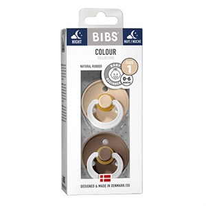 BIBS - Bibs Colour 2 pak - Str. 1 (0-6 MDR), Vanilla NIGHT/Dark Oak NIGHT
