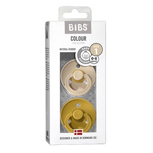BIBS - Bibs Colour 2 pak - Str. 1 (0-6 MDR), Vanilla/Mustard