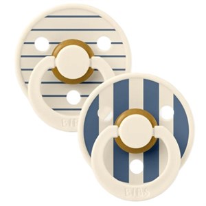 BIBS - Bibs Studio Colour 2 pak - Str. 2 (6-12 MDR), Ivory Steel Blue Mix