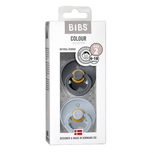 BIBS - Bibs Colour 2 pak - Str. 2 (6-12 MDR), Iron/Baby Blue