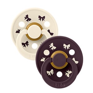 BIBS - Colour Holiday Bow Latex - Round Str. 2 (6-12 MDR), Ivory/Plum