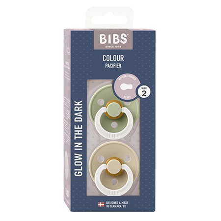 BIBS - Bibs Colour 2 pak - Str. 2 (6-12 MDR), Sage NIGHT/Vanilla NIGHT