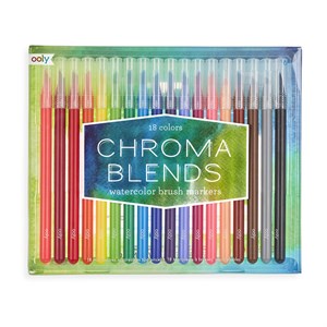OOLY - Chroma Blends Watercolor Brush Markers, 18 stk.