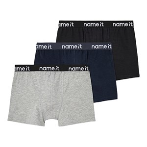 Name It - Boxershorts 3 Pak Noos, Black/Grey Mel./Dark Sapphire