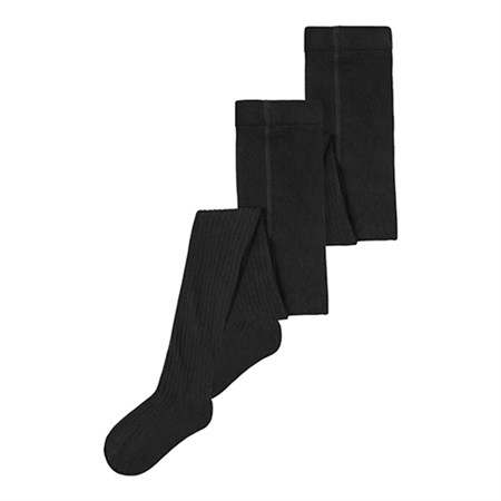 Name It - Rib Strømpebukser 2 pak Noos, Black