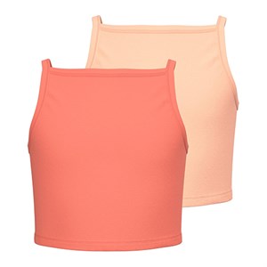 Name It - Vilina 2 Pak Cropped Top, Peach Nectar/Coral
