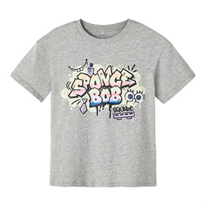 Name It - Fyf Spongebob / Svampe Bob T-shirt SS, Grey Melange