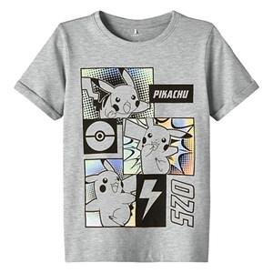 Name It - Malfo Pokemon T-shirt SS, Grey Melange