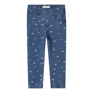 Name It - Salli Slim DNM Leggings, Medium Blue Denim AOP Heart