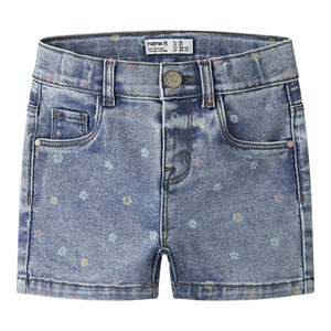 Name It - NMF SALLI SLIM DNM SHORTS 3555-ON NOOS AOP Flower, Medium Blue Denim