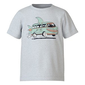 Name It - Victor T-shirt SS - Shark Bus, Light Grey Melange