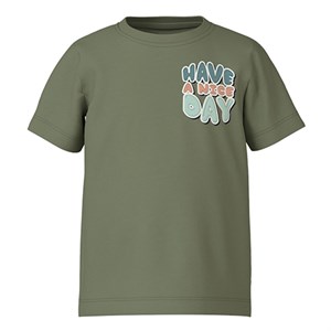 Name It - Victor T-shirt SS - Have A Nice Day, Oil Green