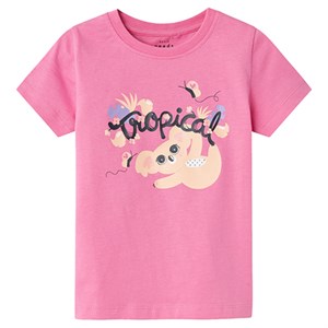Name It - Veen T-shirt SS - Tropical, Pink Power