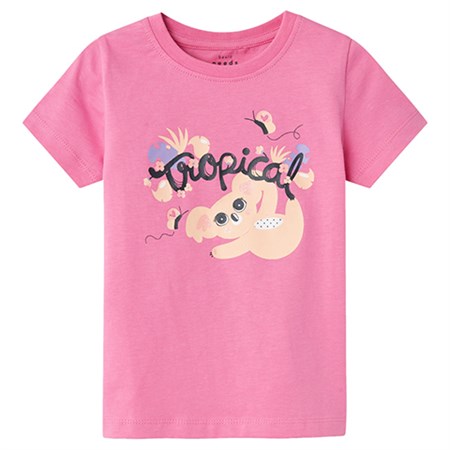 Name It - Veen T-shirt SS - Tropical, Pink Power