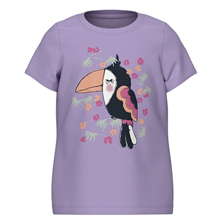 Name It - Veen T-shirt SS - Bird, Purple Rose