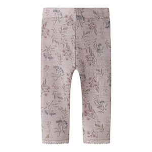 Name It - NBFWANG WOOL NEEDLE LEGGING NOOS - AOP  FLOWERS AND LEAFS, Violet Ice