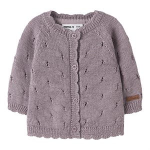 Name It - NBF WRILLA WOOL LS KNIT CARDIGAN, Toadstool