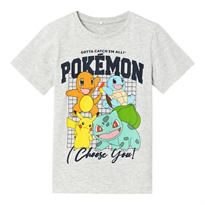 Name It - Adan Pokemon T-shirt SS SKY, Grey Melange