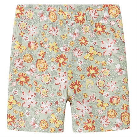 Name It - Vayo Short Leggings - Yellow Flower, Aqua Green