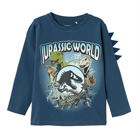 Name It - Jolly Jurassic LS Top Noos Sky, Dark Denim