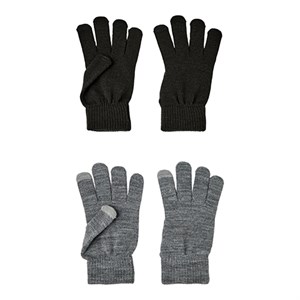 Name It - Magic Gloves Touch 2 P, Black/Grey Melange