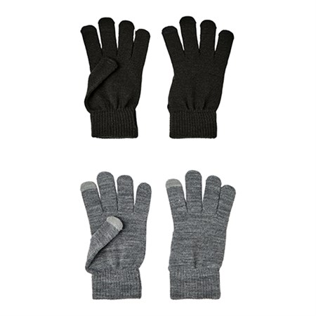 Name It - Magic Gloves Touch 2 P, Black/Grey Melange