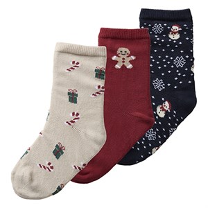 Name It -  NMN RICHRISTMAS 3P SOCK, Peyote/Red Dahlia/Navy Blazer