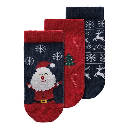 Name It - Richristmas 3 Pack Sock, Dark Sapphire / Jester Red