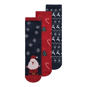 Name It - Richristmas 3 Pack Sock, Dark Sapphire / Jester Red