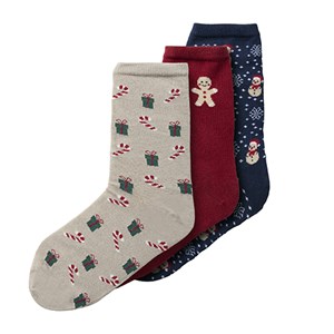 Name It -  NMN RICHRISTMAS 3P SOCK, Peyote/Red Dahlia/Navy Blazer