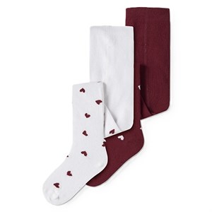 Name It - NMF VICHRISTMAS 2P PANTYHOSE, Bright White / Red Dahlia