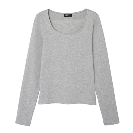 LMTD - Nove LS O-Neck Short Top, Light Grey Melange