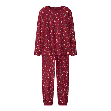 Name It - FORUDBESTILLING Vismas LS Nattøj Voksen, Jester Red