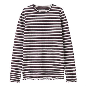 Name It - NKF VEMMA GLITTER LS SLIM TOP, Catawba Grape + Cloud Dancer + Black
