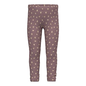 Name It -Tavina Sweat Fleece Leggings BRU Noos, Grape Shake w. Glitter Hearts