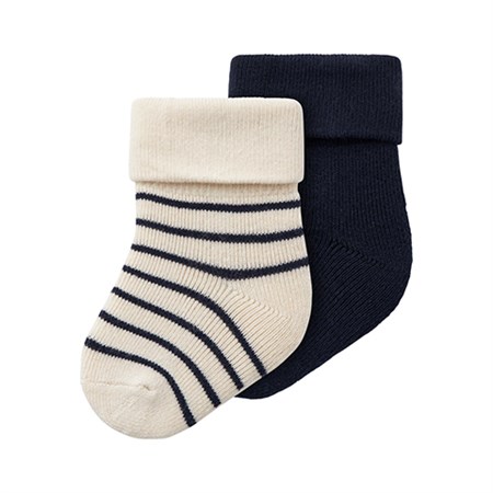 Name It - Siffo 2 pak Terry Frotte Sock, Summer Sand & Dark Sapphire