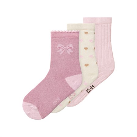 Name It - Sille 3 Pack Sock, Mauve Orchid, Summer Sand & Corsage