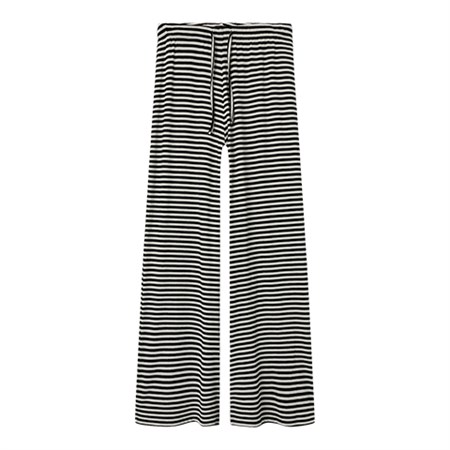 LMTD - Hiljas LW Wide Pants, Black/White Stripes