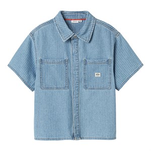 Name It - Felix Dnm Shirt 3950-KY H SS, Light Blue Denim Stripes