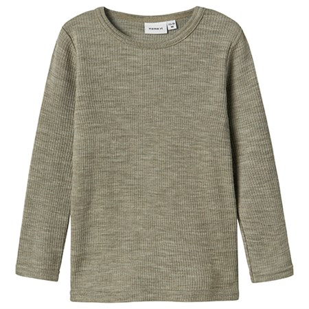 Name It - Wax Unisex Wool Rib Top Noos LS, Dried Sage