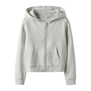 Name It - Mille Short Nreg Sweat Cardigan UNB Noos, Light Grey Melange