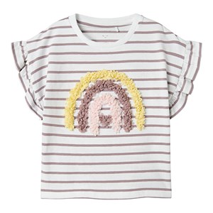 Name It - Jadey Nreg Top SS, Bright White Stripes/Purple Dove