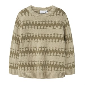 Name It - Oscar Knit LS, Island Fossil/Mermaid
