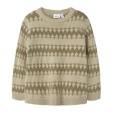 Name It - Oscar Knit LS, Island Fossil/Mermaid